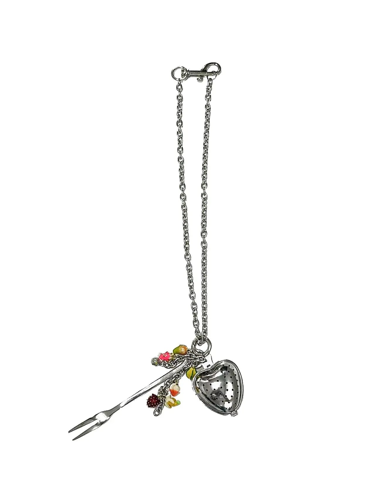 Removable Chain Necklace with Heart Pendant | Zinc Alloy & Stainless Steel, 49cm