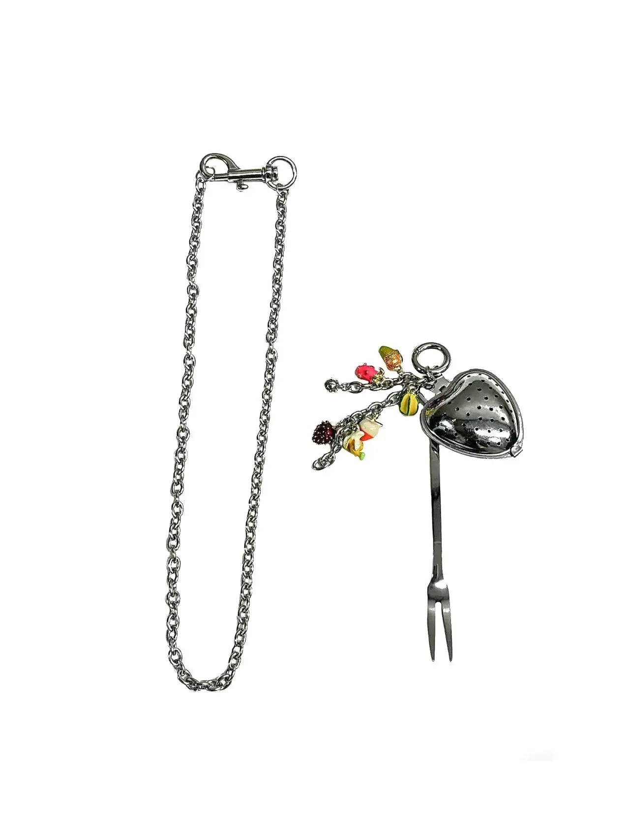 Removable Chain Necklace with Heart Pendant | Zinc Alloy & Stainless Steel, 49cm