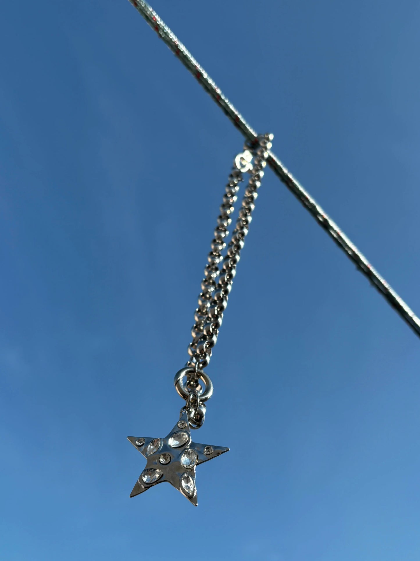 Original handmade stainless steel necklace with a zircon cross pendant| 46cm