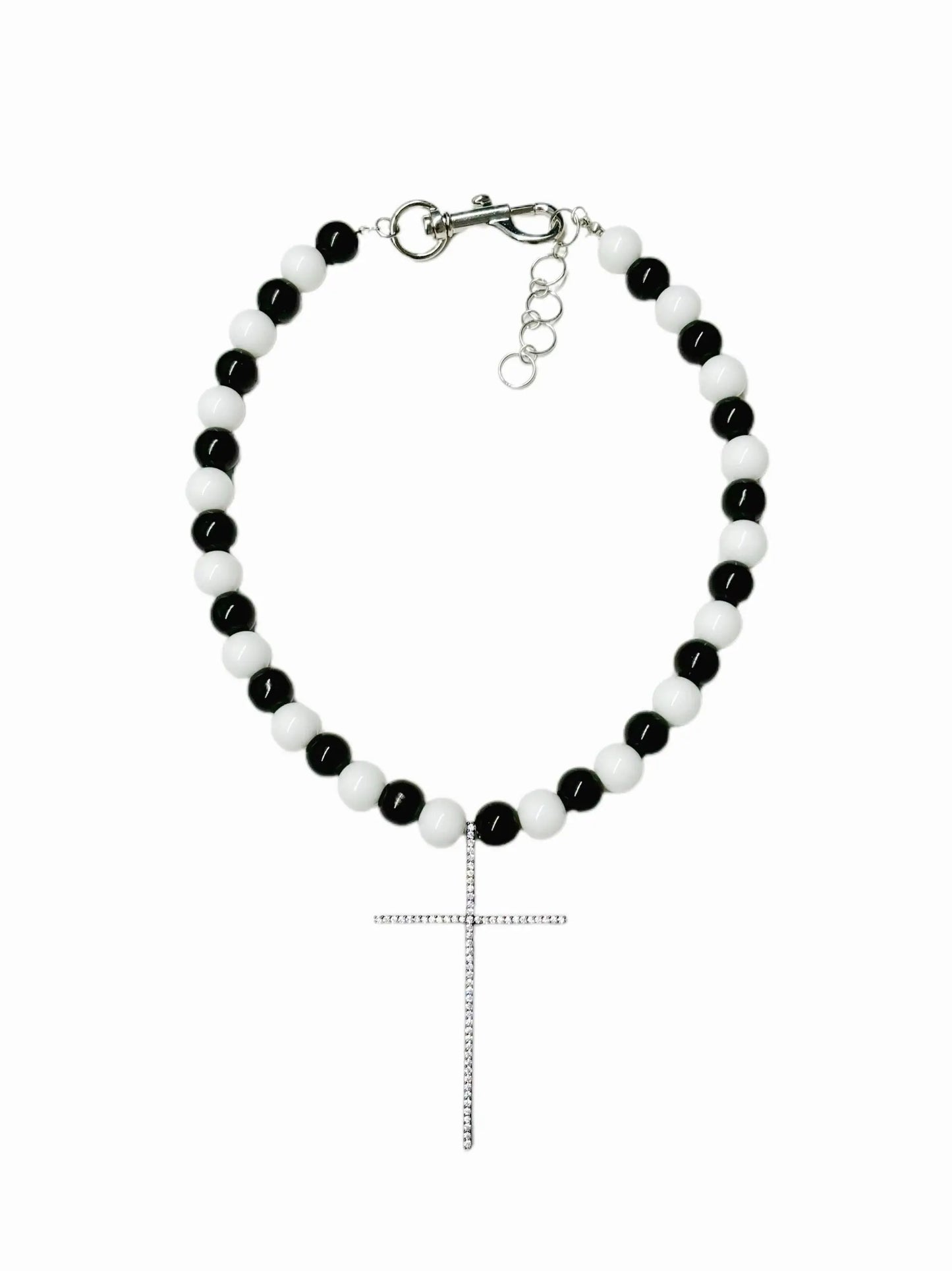 Agate stone necklace with a zircon cross pendant| Stainless Steel