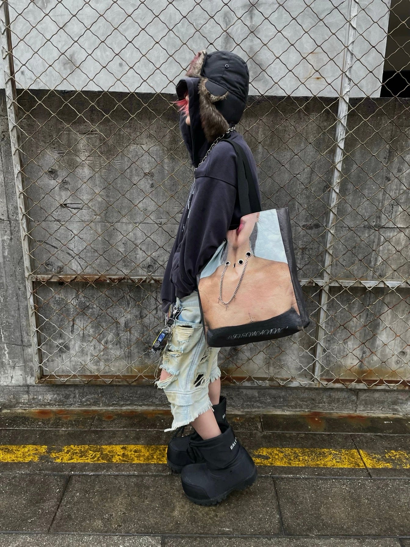 Original handmade portrait tote bag |width36cm|height 40cm(including the shoulder straps) )