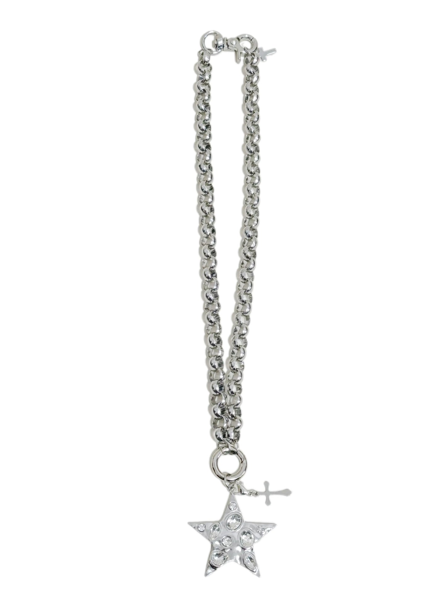 Original handmade stainless steel necklace with a zircon cross pendant| 46cm