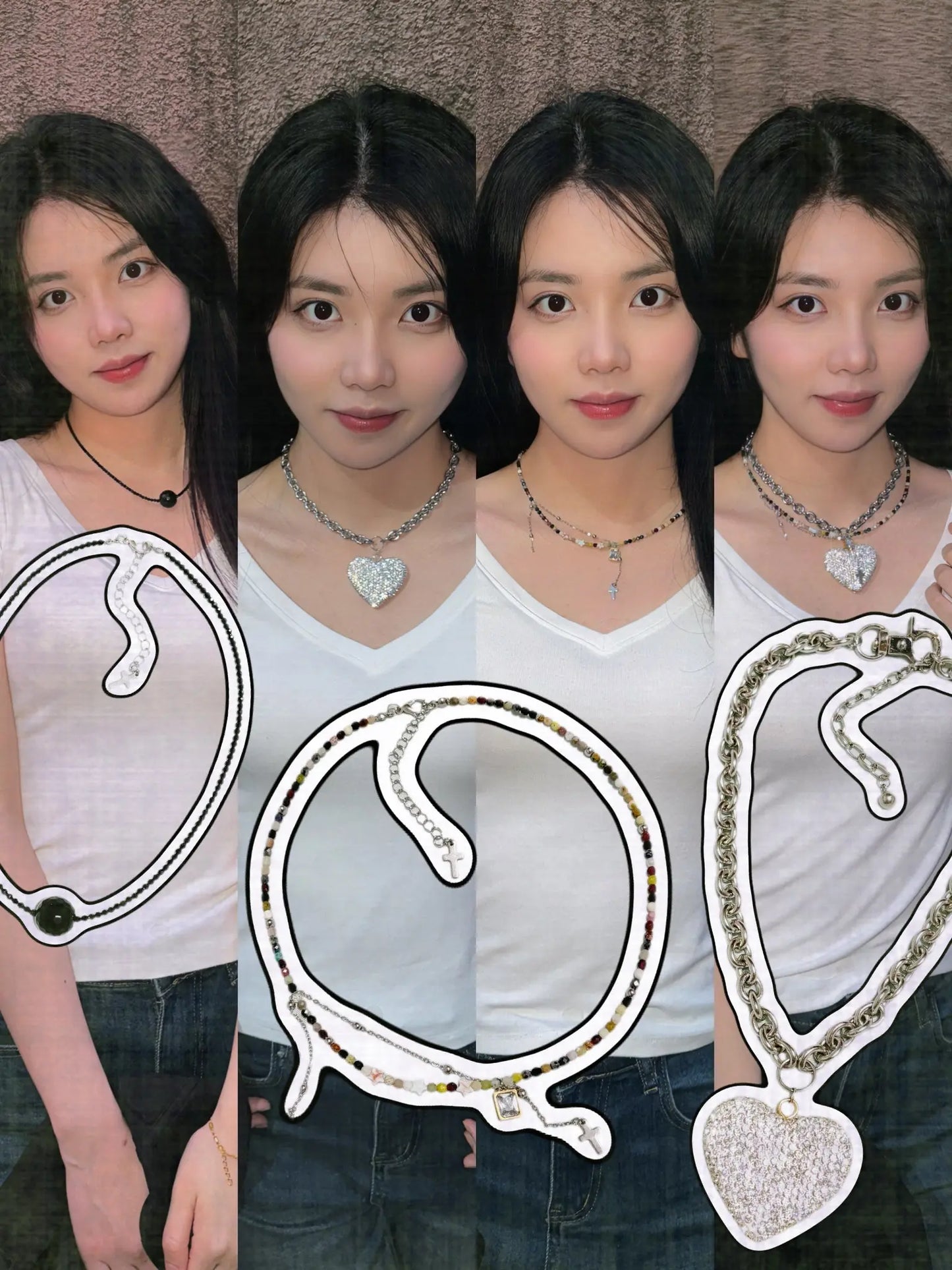 Handmade heart stainless steel necklace | length 39cm + 8cm Extension