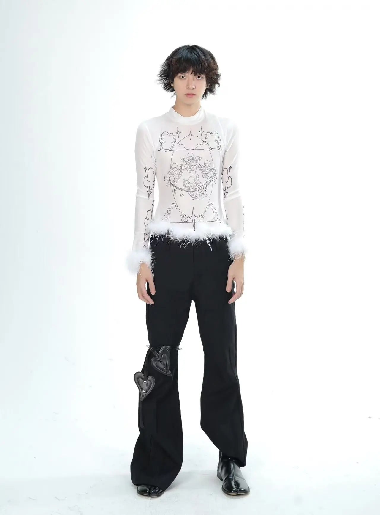 Sheer Mesh Top with Polyester and Spandex | Shoulder Width 39cm, Length 58cm