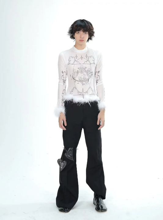 Sheer Mesh Top with Polyester and Spandex | Shoulder Width 39cm, Length 58cm