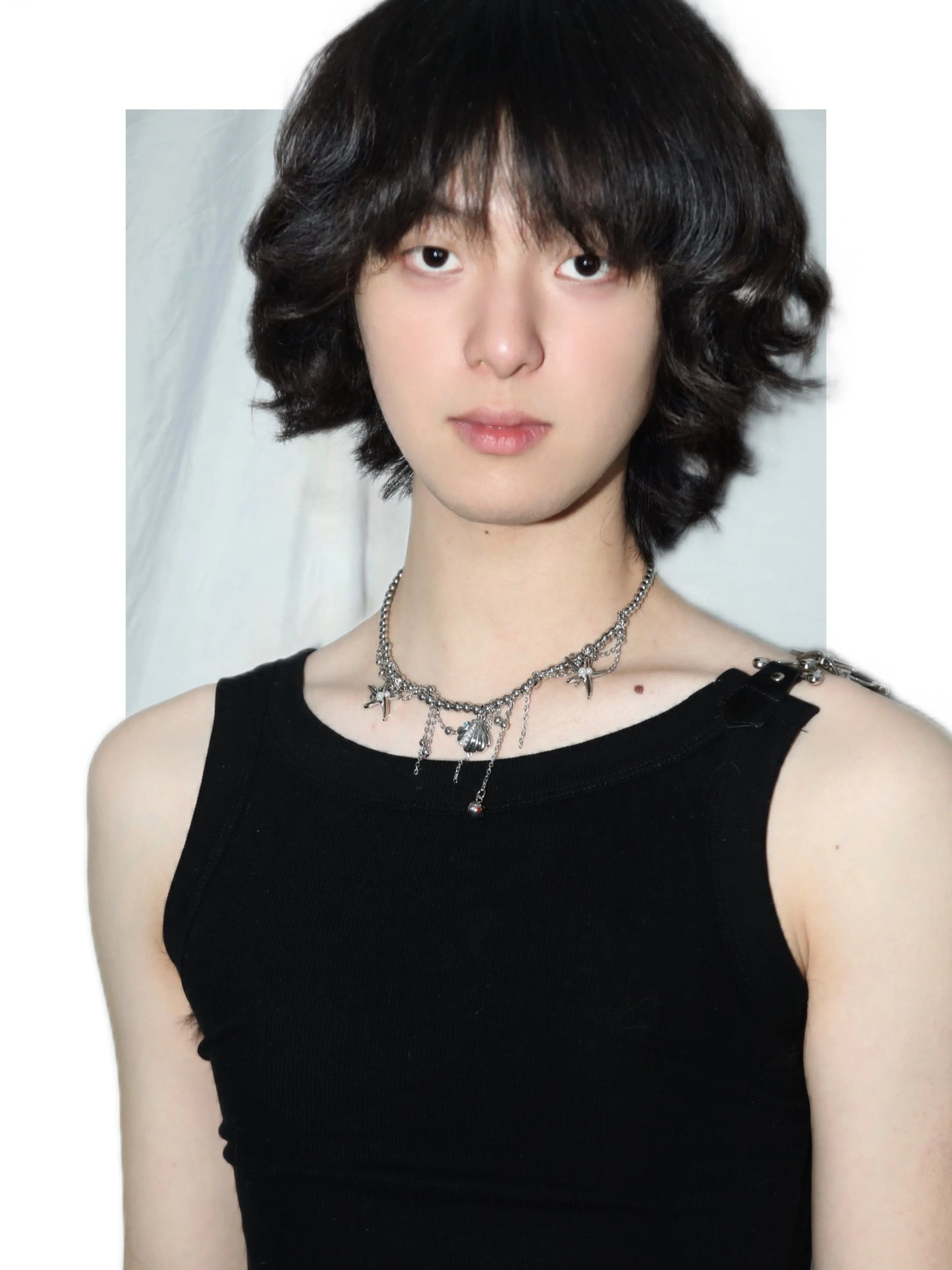 Zinc Alloy & Stainless Steel Necklace with Starfish and Shell Charms | 40cm