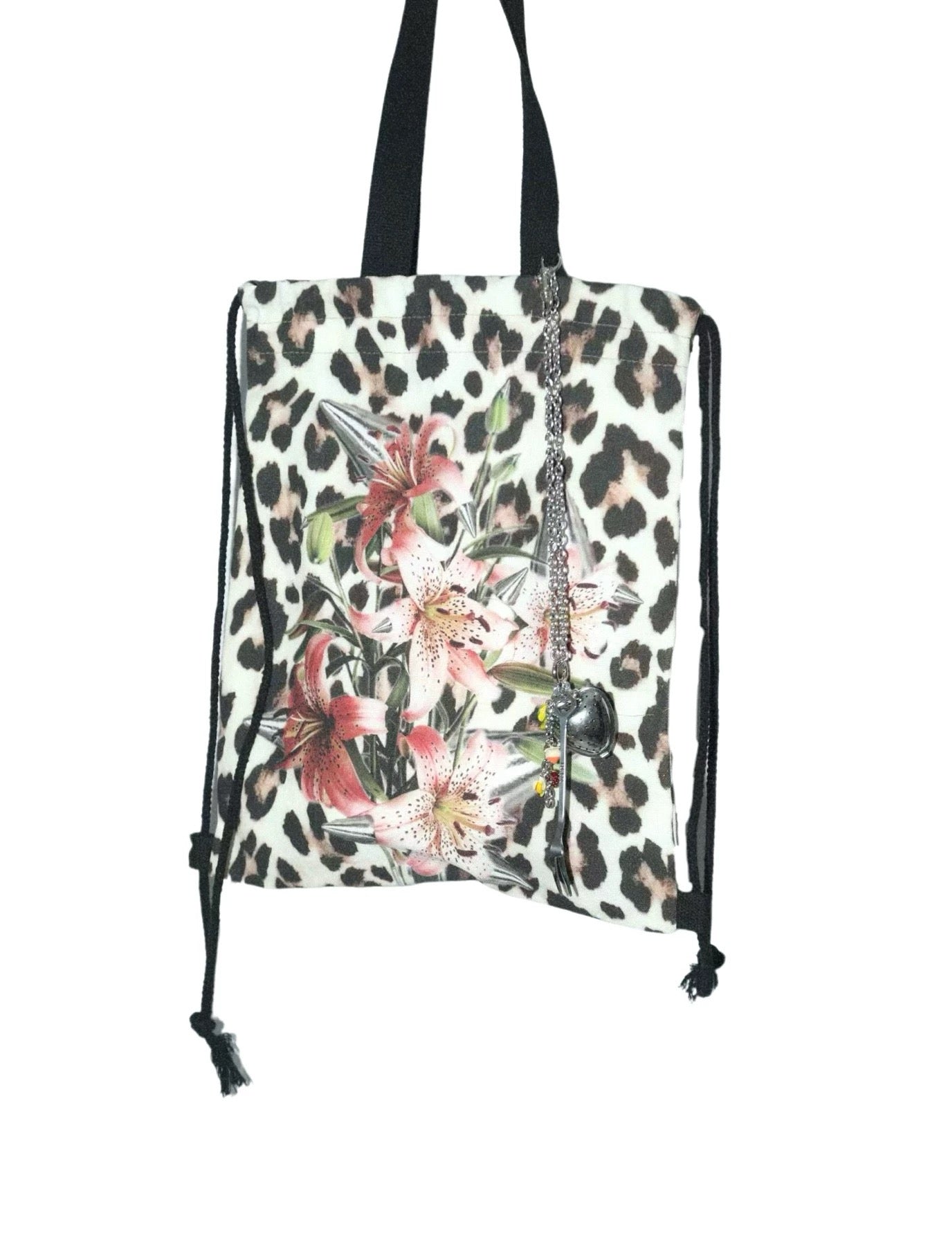 Lily Flower Pattern Tote Bag | shoulder bag ｜width45cm|height 40cm