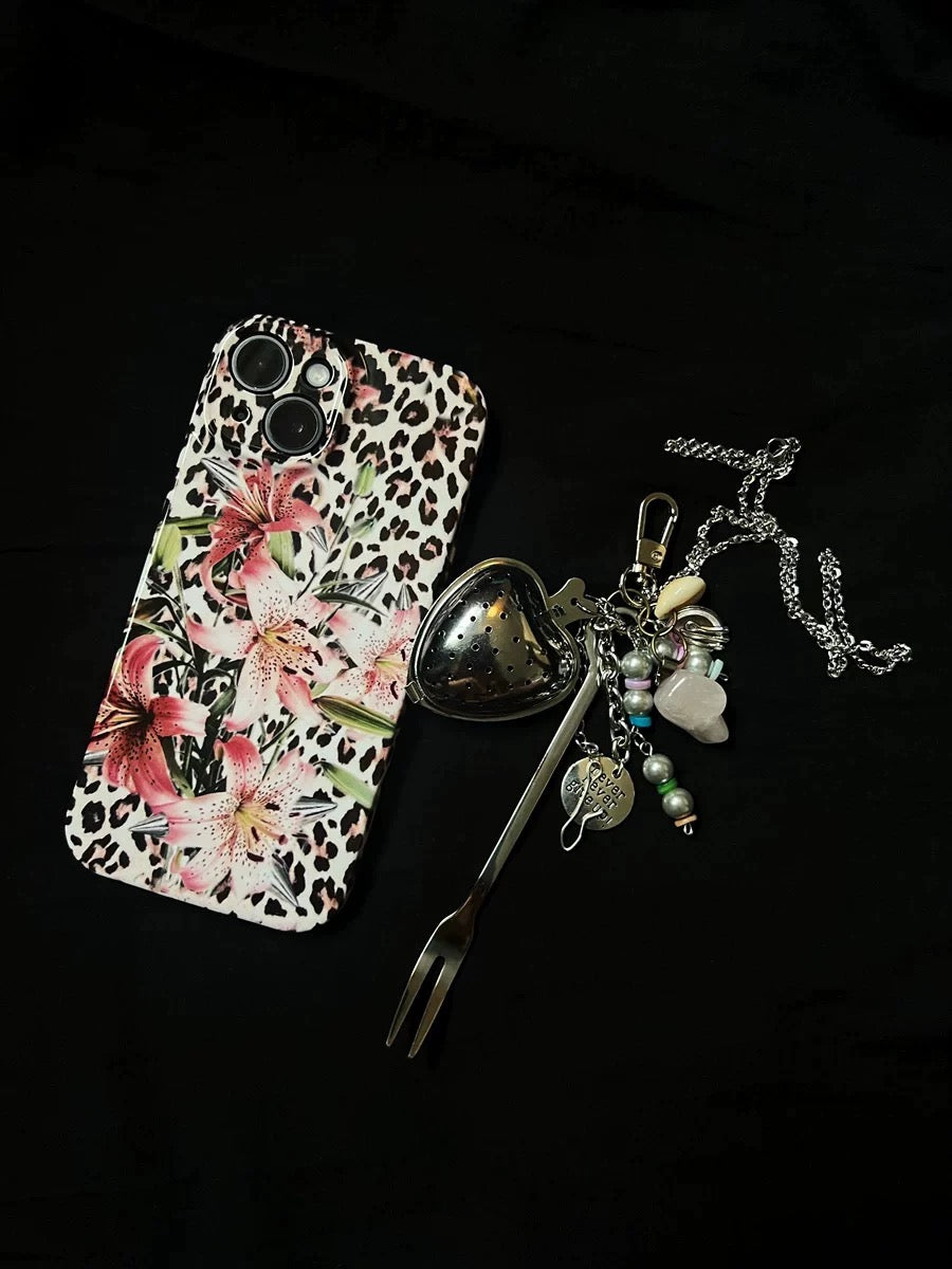 Lily Flower Pattern Phone Case with Leopard Print | Cute Floral Design for Mobile