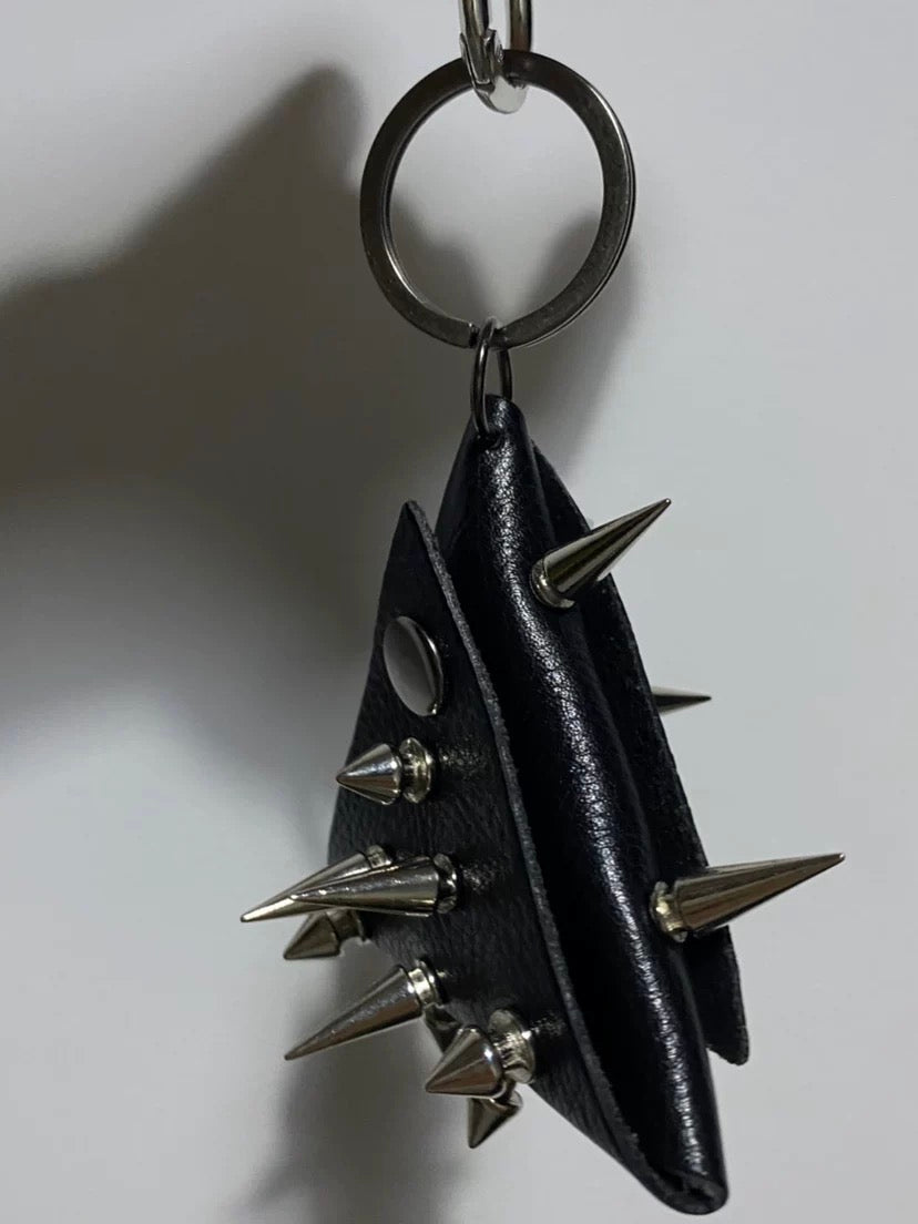 Studded Punk Wallet | Edgy Leather Chain Wallet with Spikes | Alternative Gothic Accessory|length 9 cm