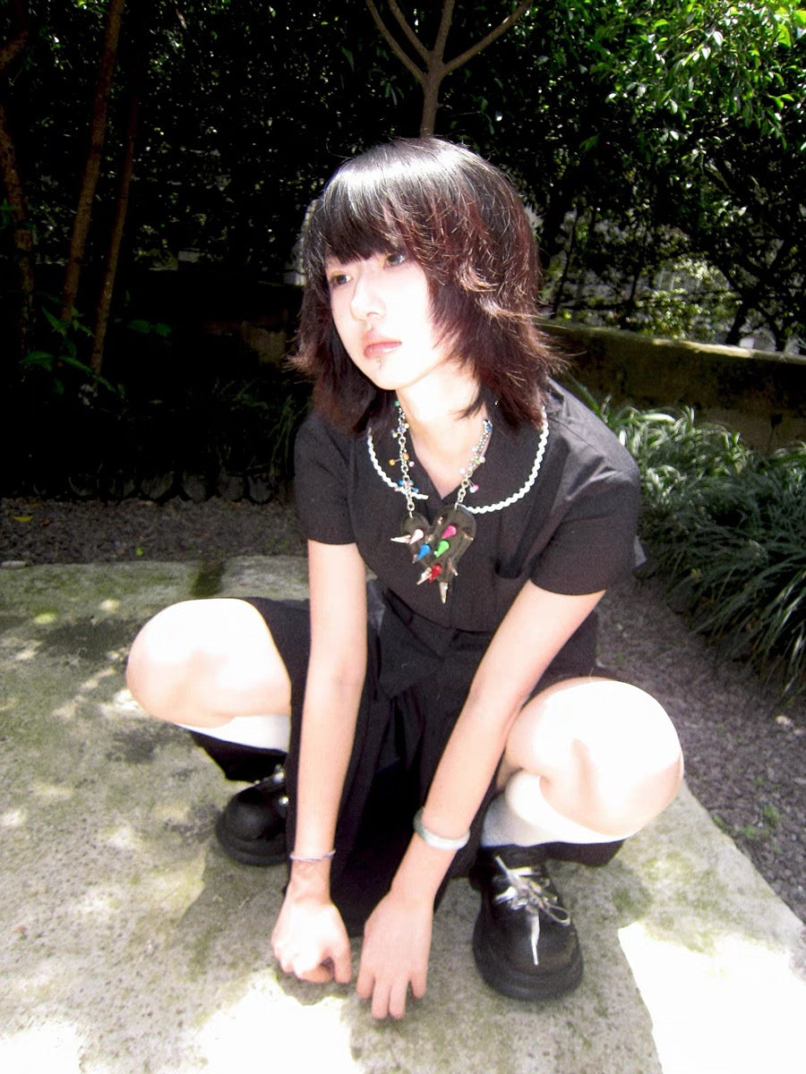 Original handmade punk rock studded heart necklace with heart pendant