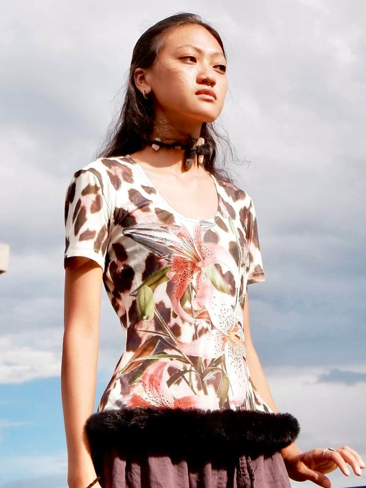 Original handmade lily pattern mesh top
