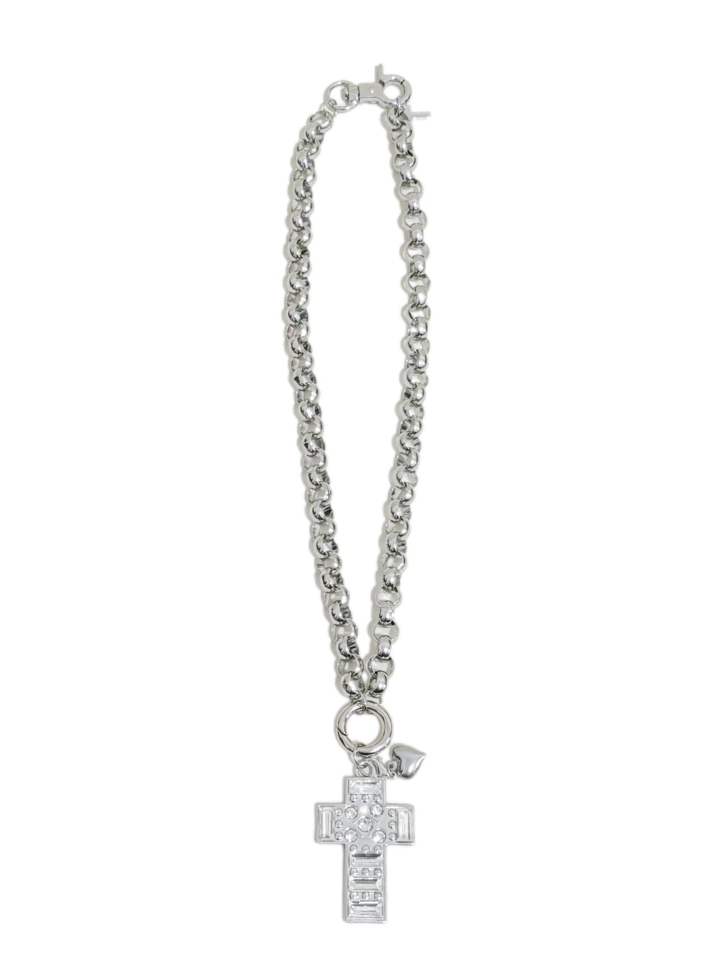Original handmade stainless steel necklace with a zircon cross pendant| 46cm