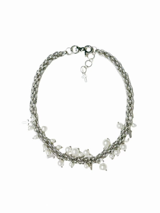 Original handmade pearl bead & stainless steel necklace |length 39cm