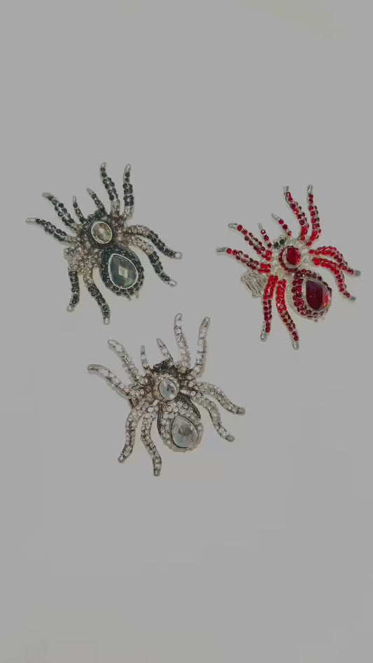 Stretchable Diamond-Encrusted Spider Ring | Rebellious Gothic Jewelry